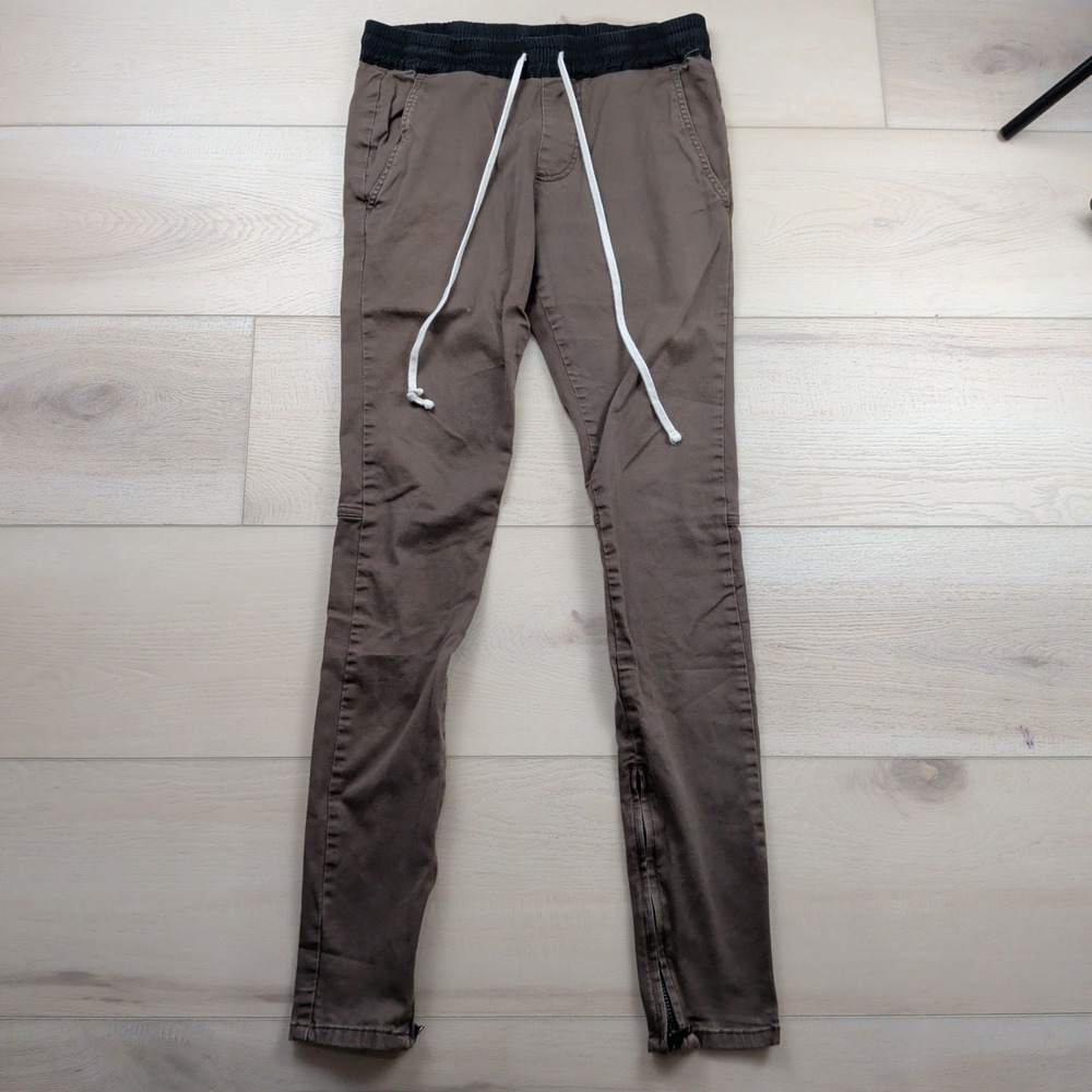 Fear of God FOG Essentials Skinny Jogger Pants Mens S Brown Zip Ankle Drawstring